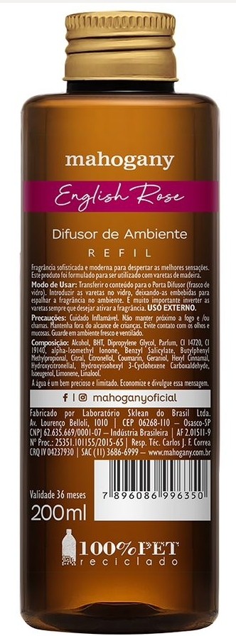 REFIL DIFUSOR AMBIENTE ENGLISH ROSE 200ML