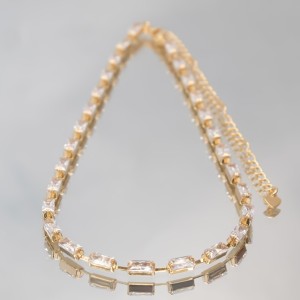 Colar Ao668 Choker Cristal 30 10cm 3x6mm